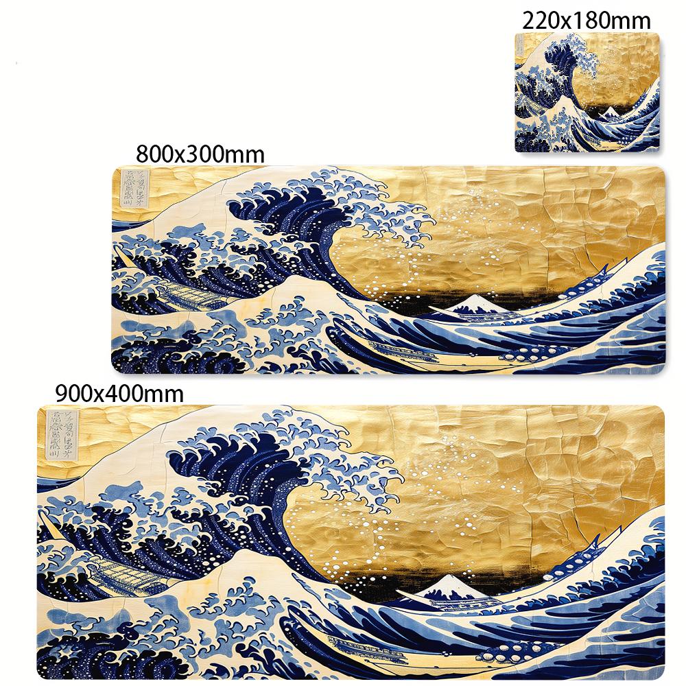 Minimalista Fehér Egérpad Nagy Egérpad Japán Nagy Hullám Egérpadok Billentyűzetpad XXL Asztali Pad PC HD Asztali Szőnyegek Céges Egérpad Small size 180x220mm