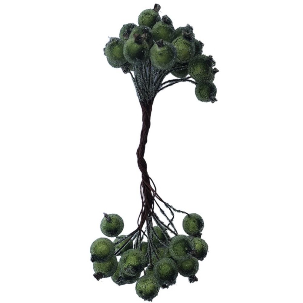 

5 Bundle Bendable Berries Bouquet Stamen Double Heads Mini Fake Fruit Wreath Accessories New Year темно-зеленого