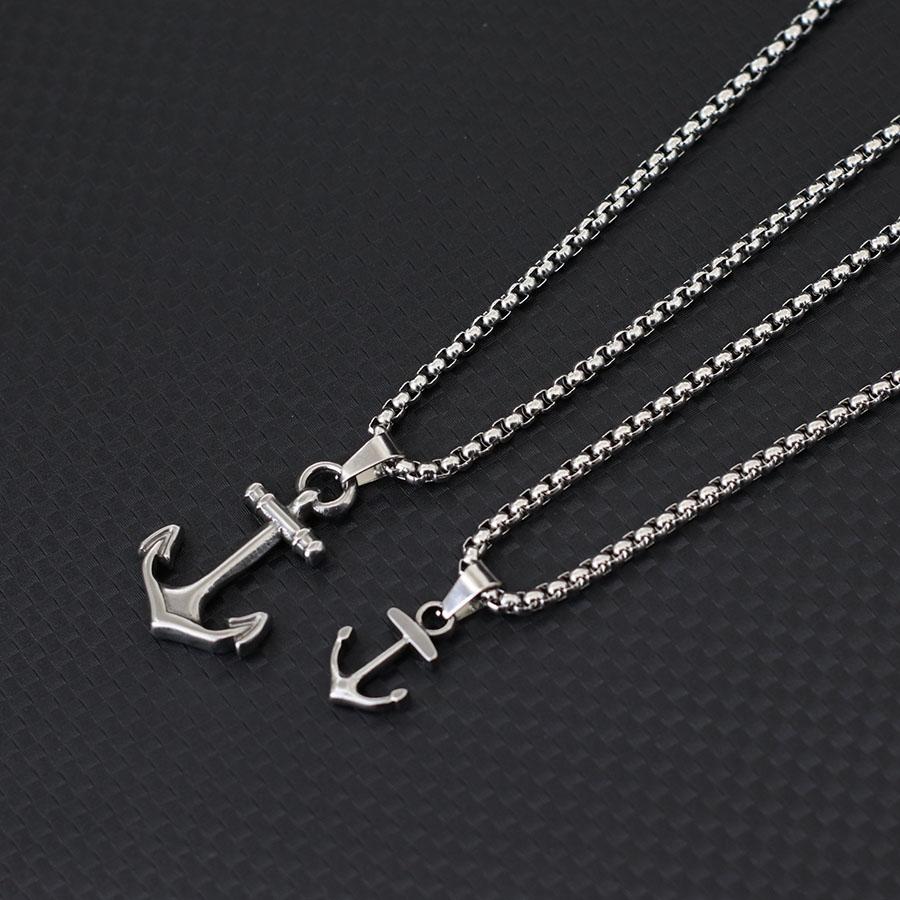 Stainless Steel Nautical Anchor Necklace for Men 60cm Long Fishhook Skull Arrow Pendant Beach Jewelry