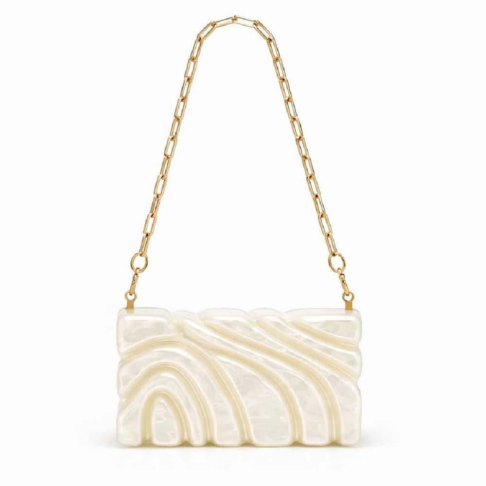 Damen Schräg-Schultertasche, Speziell geformte Muschel Acryl Tasche, Mode Hochzeits-Dinner Clutch Tasche