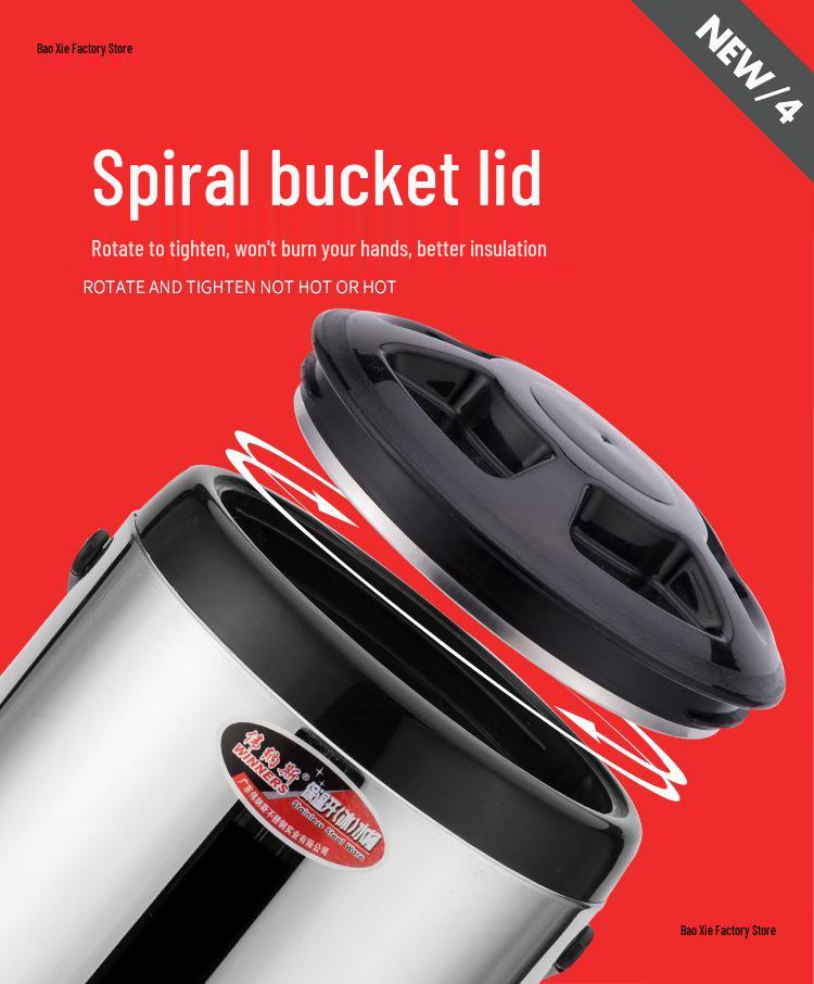 Commercial Stainless Steel Insulated Double-Layer Bucket for Milk Tea & Soy Milk, Large Capacity 