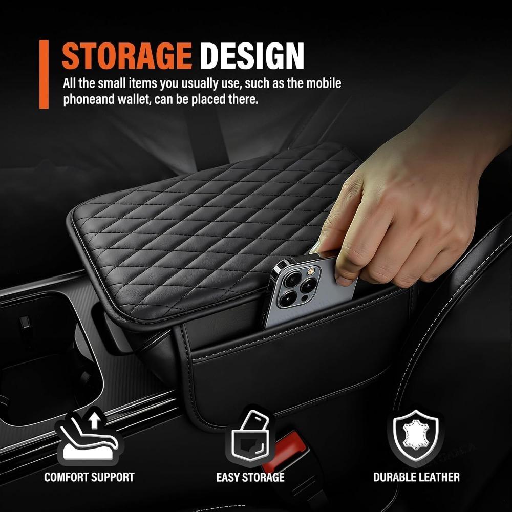 Xiaomi Upgraded Car Center Console Cover, Leather Car Armrest Cover Cushion with 2 Storage Bags, Universal Car Armrest Storage Box