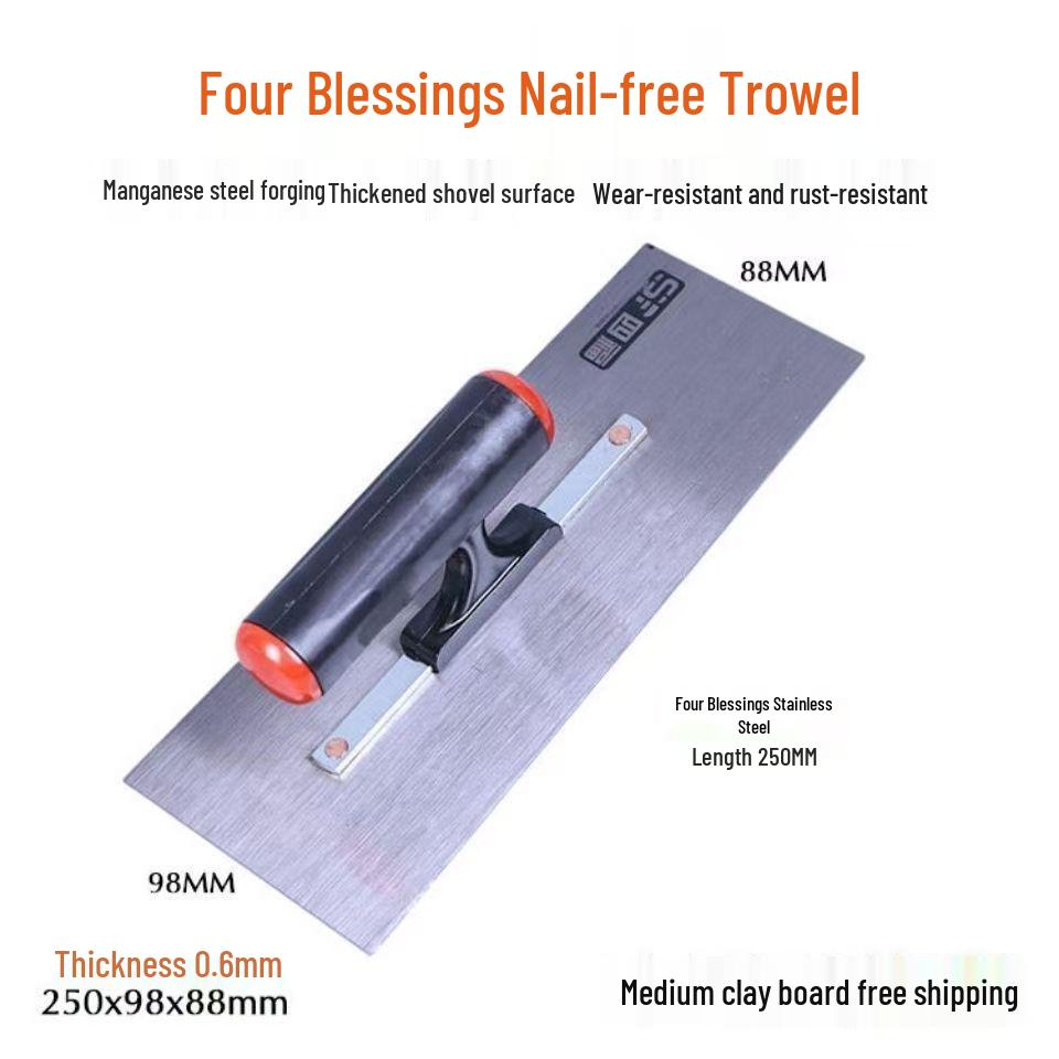 Four Happiness Stainless Steel Putty Knife with Plastic Handle - Small, Oiled, Nail-Free Craftsman Tool for Scraping Putty