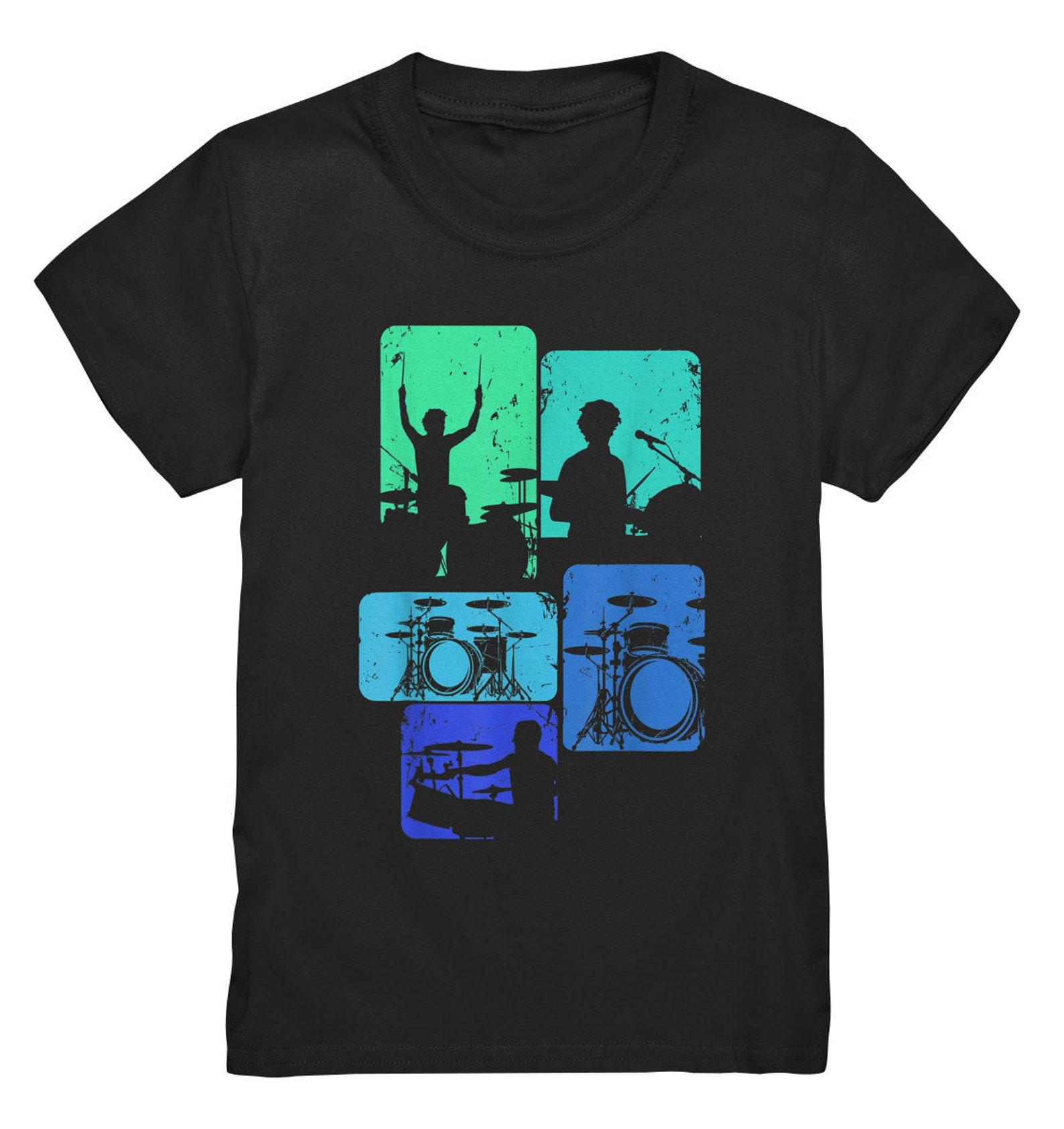 T Shirt Drums Blue Drummer Rock Music Gift - Children s Premium Tshirt S