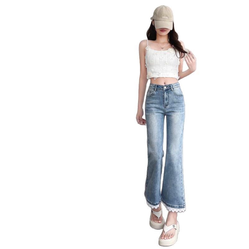 Women's 2025 Bell Bottom Lace Cropped Jeans – New Spring/Autumn Fashion Trend