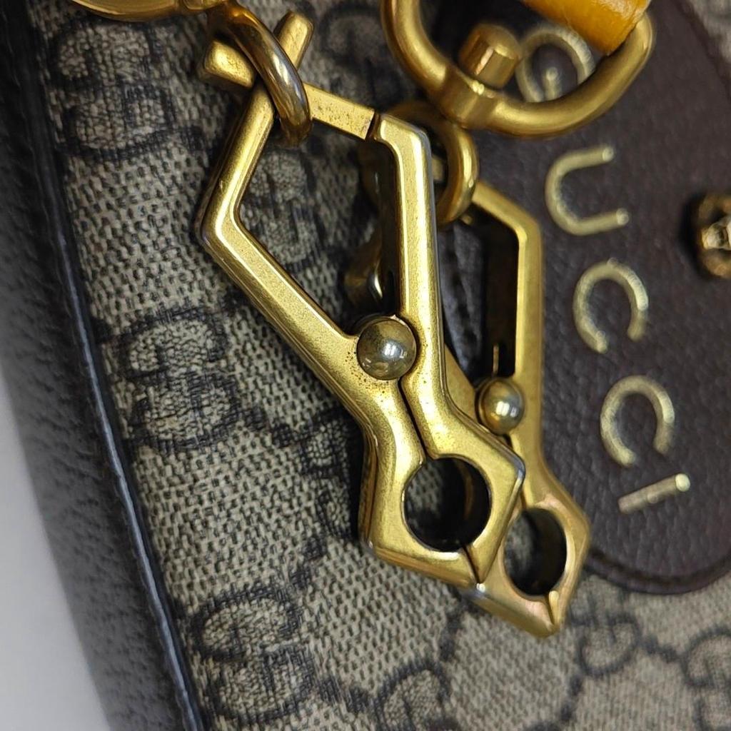 [Pre-Owned] Neo Vintage Series Gold Foil Logo Metal Tiger Head Monogram Canvas And Leather Camera Bag - Very Good #BOQEC0