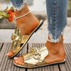 N Nü's Large Size Chain Peep Toe Flat Sandals Summer New European and American Fashion Sandals