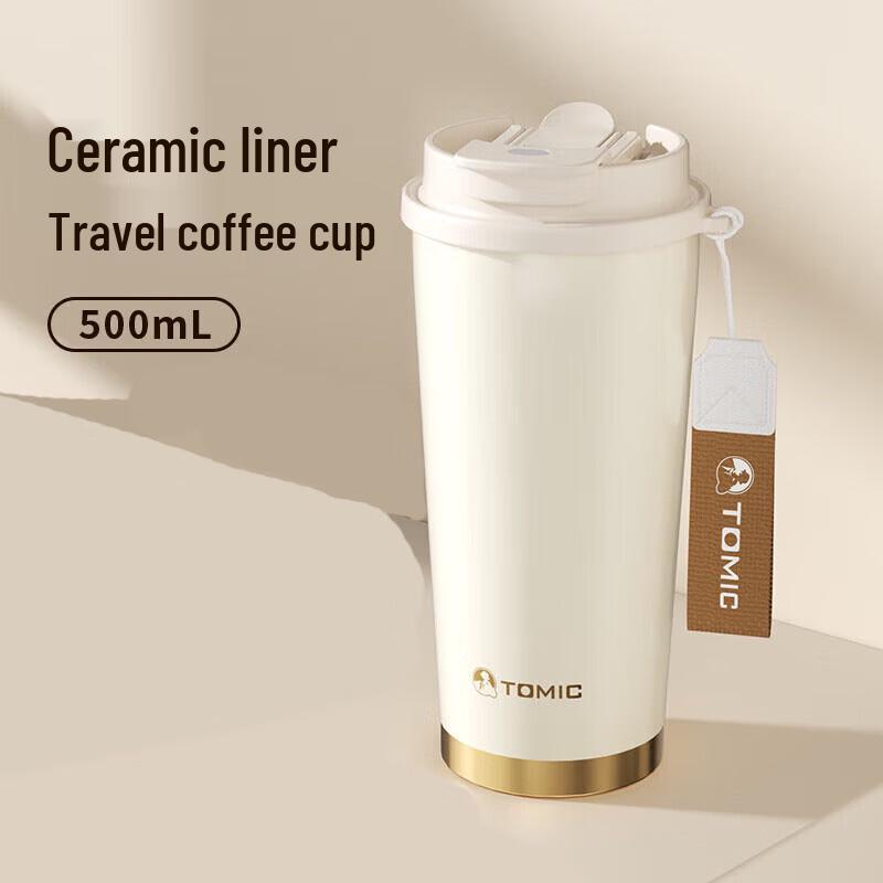 TOMIC Ceramic Lined Insulated Travel Coffee Mug