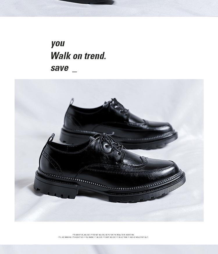 Men's Korean Style Formal Leather Brogue Shoes for Weddings and Business