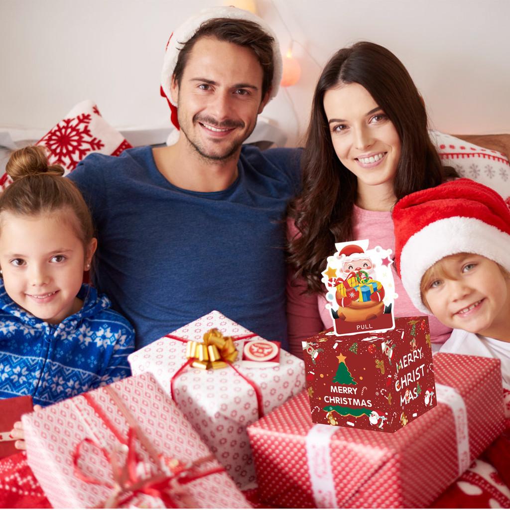 Claus Red Santa Pattern Paper Gift Box Christmas Decoration Atmosphere Prop