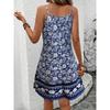 Women's Floral Print Ruched  Sleeveless  A Line  Beach Dress with Pockets