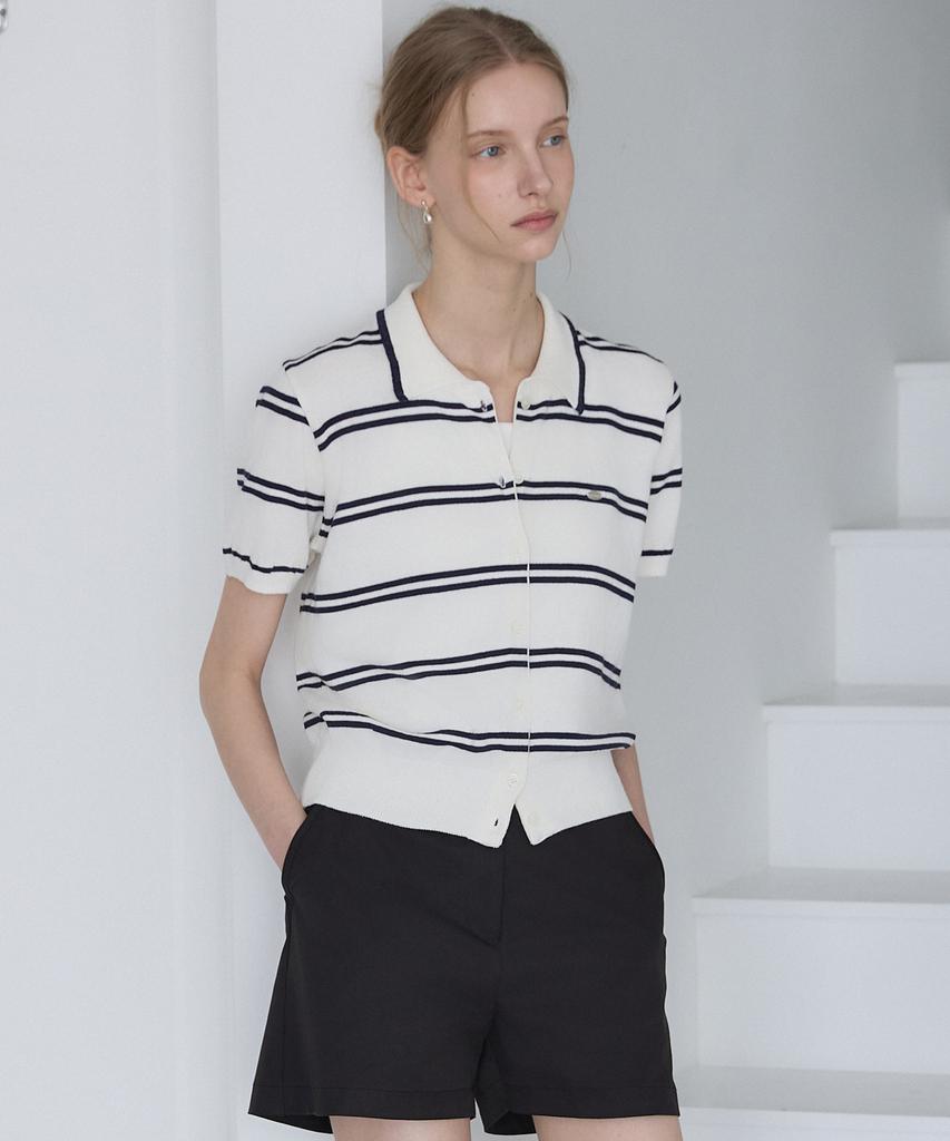 OURHOPE Cotton Collar Cardigan - Stripe