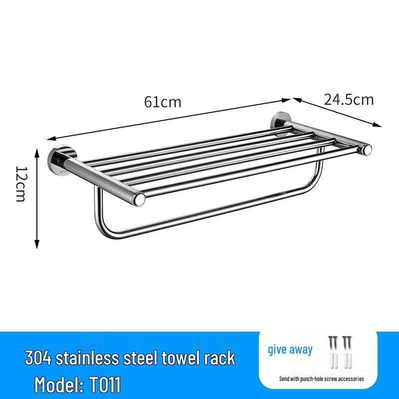 304 Stainless Steel Bathroom Rack Set: Towel Rack, Toilet Triangle Rack, Paper Holder, Storage Hanger
