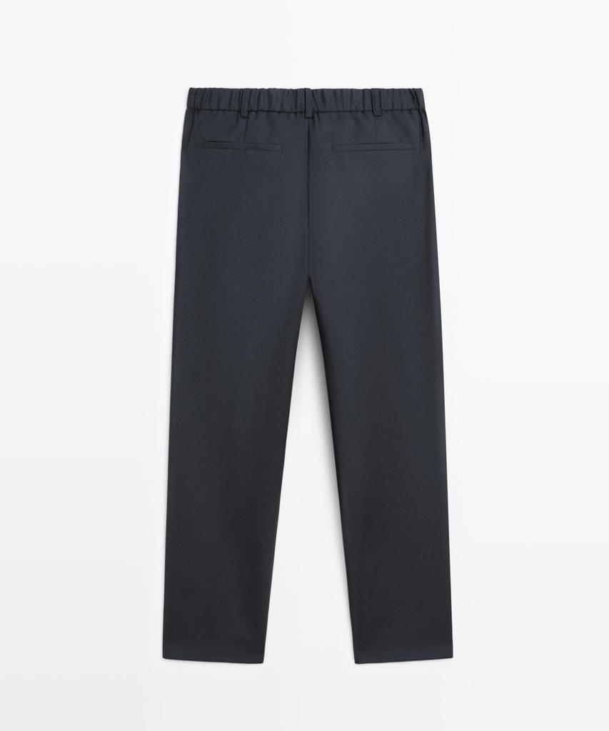 Masimodutti Relaxed Fit Wool Pintuck Detail Pants