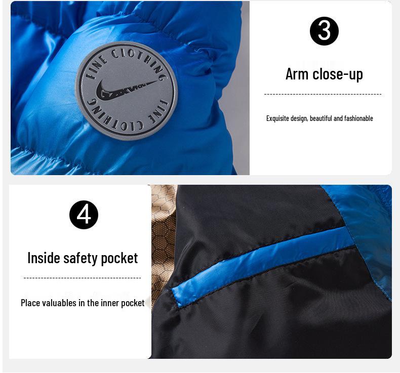 Zimní péřová bunda s kapucí pro chlapce s grafenovým ohřevem – Silný, teplý bavlněný kabát pro starší děti