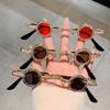 Vintage Steampunk Luxury Brand Designer Diamond Mini Small Round Sunglasses Women Sun Glasses For Men UV400 Hip Hop Metal Shades