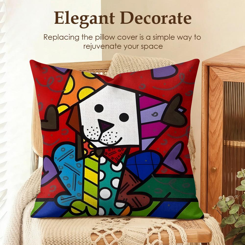 Housse de coussin Art Britto Mode Lin Naturel Tissu Biologique Impression Double Face Canapé Décoration Intérieure Cadeau Housse de Coussin
