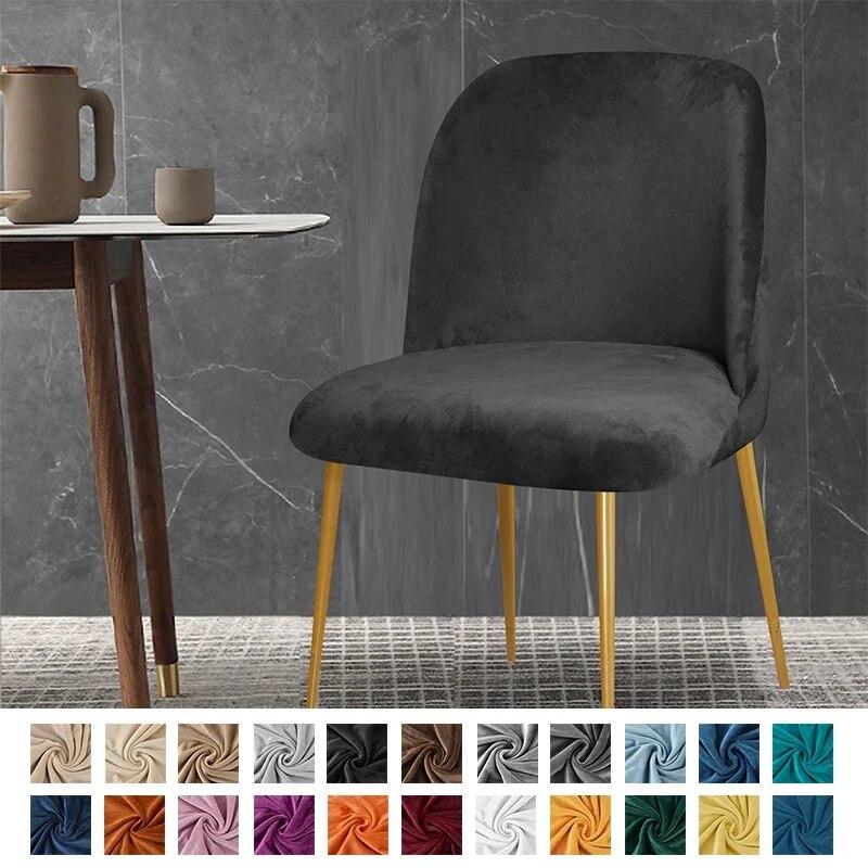 1/2/4/6 Pc Velvet Duckbill Makeup Chair Covers Round Bottom Stool Accent Low Back Dinning Office Chair Slipcover  Seat Cover