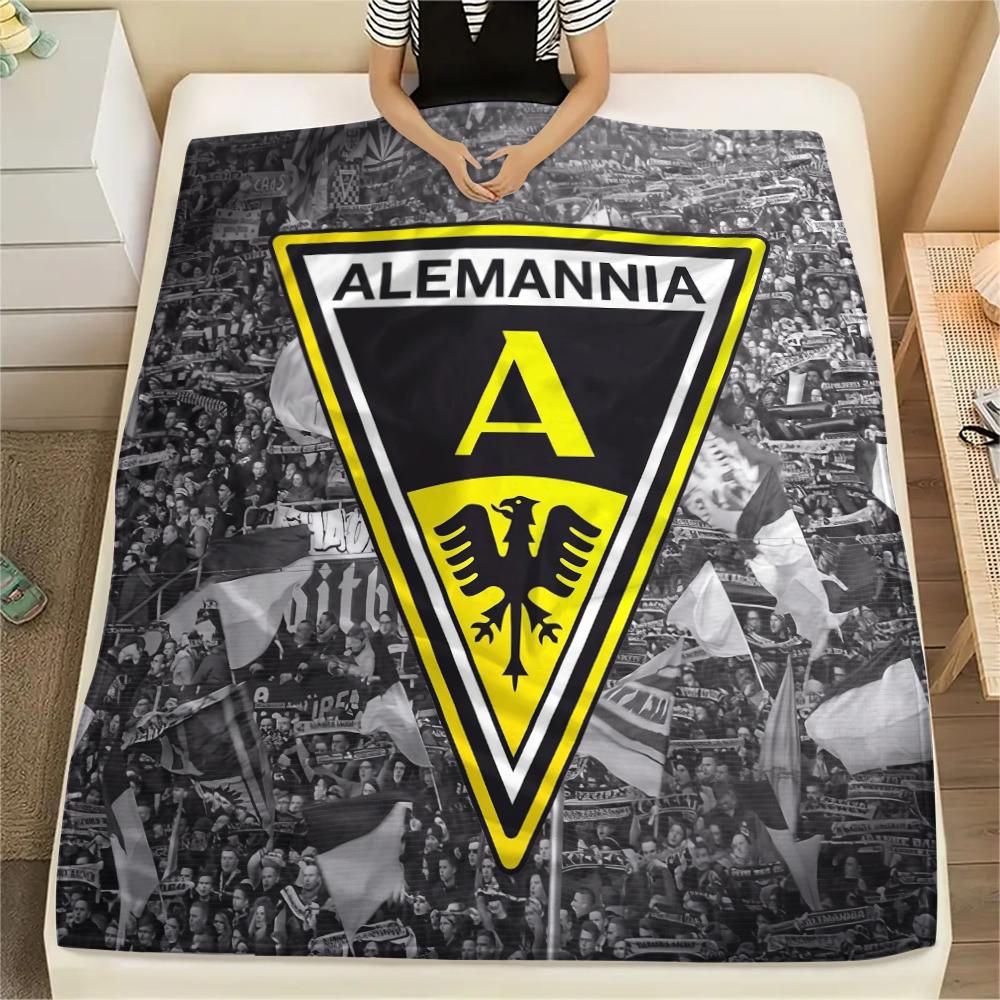 Alemannia Aachen Pattern Flannel Blanket, High Quality Comfortable for All Seasons, Home Decor, Warmth and Comfort, Perfect for Gifts.