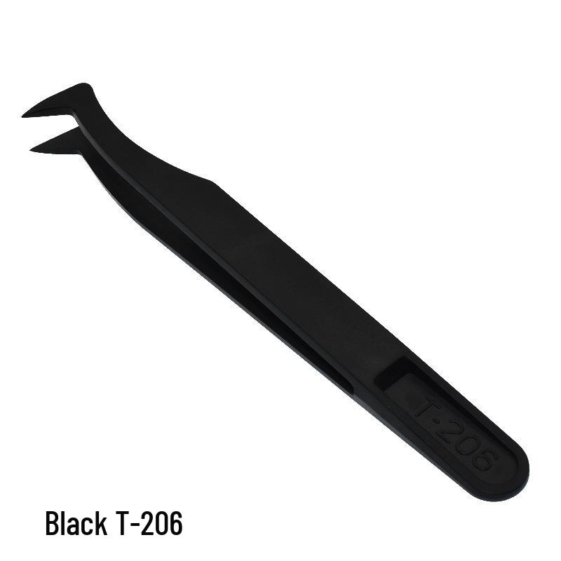 Anti-static Carbon Fiber Plastic Tweezers: Round & Wide Tip Clamps, Eco-friendly Insulation for Disassembly and Repair