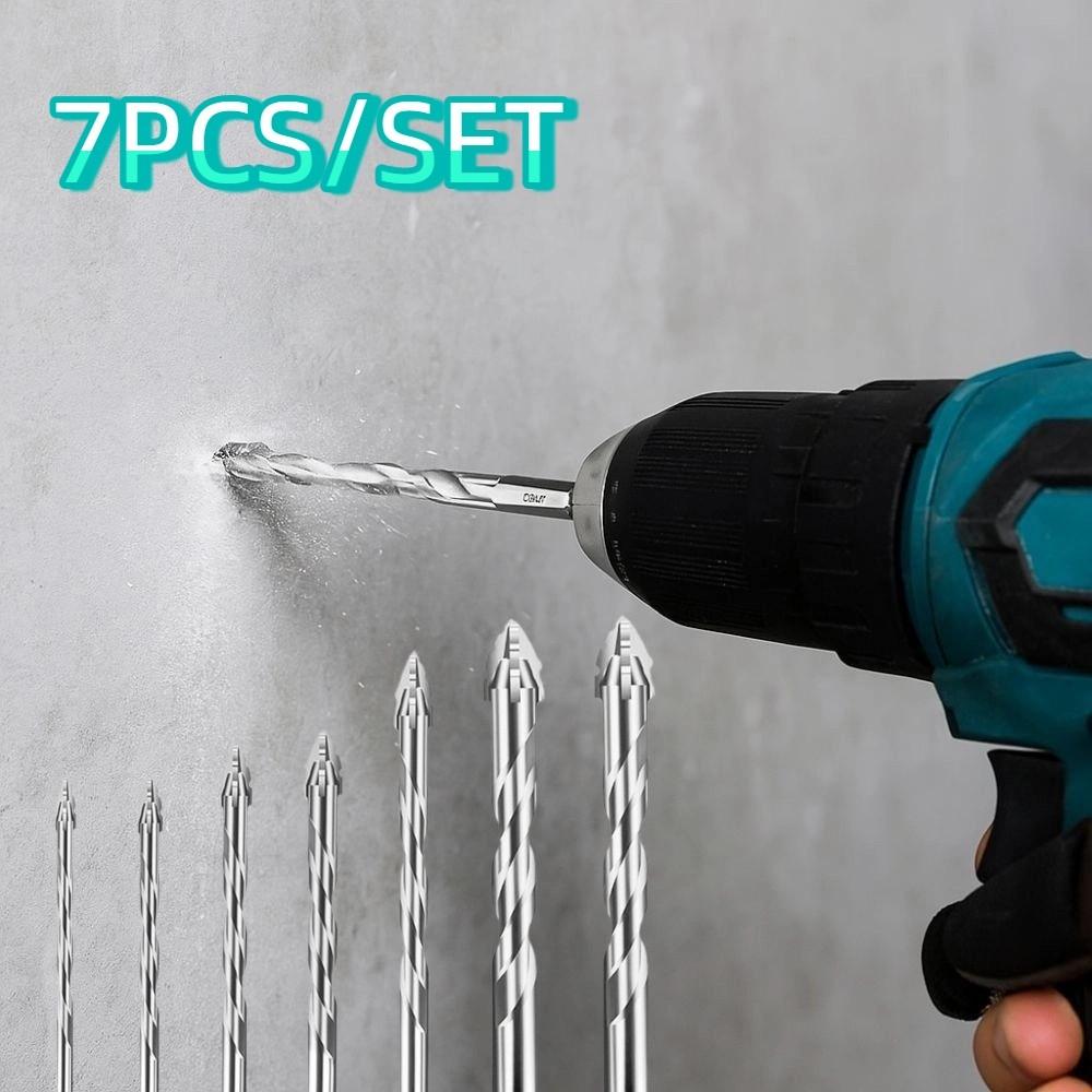 7pcs/set Precision Concrete Drill Bit High Hardness Four-Flute Sawtooth Drill Bit  Construction Site