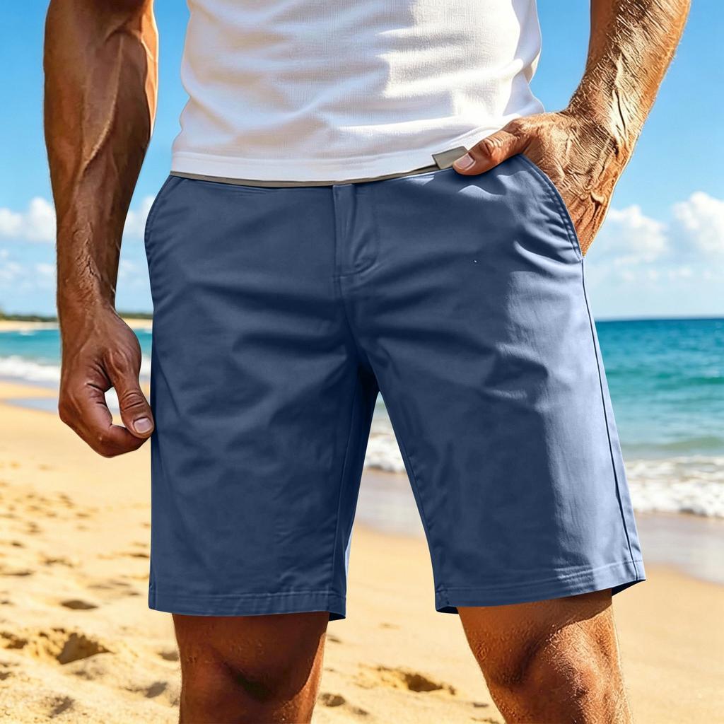 Herren Vintage Cargo-Shorts Baumwolle Mittellang Gerade Beine Lässig 5 Zoll Schrittlänge Sommer-Shorts