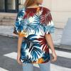Women's T Shirt Print Button Short Sleeve Daily Weekend Fashion Basic V- Neck Regular Top