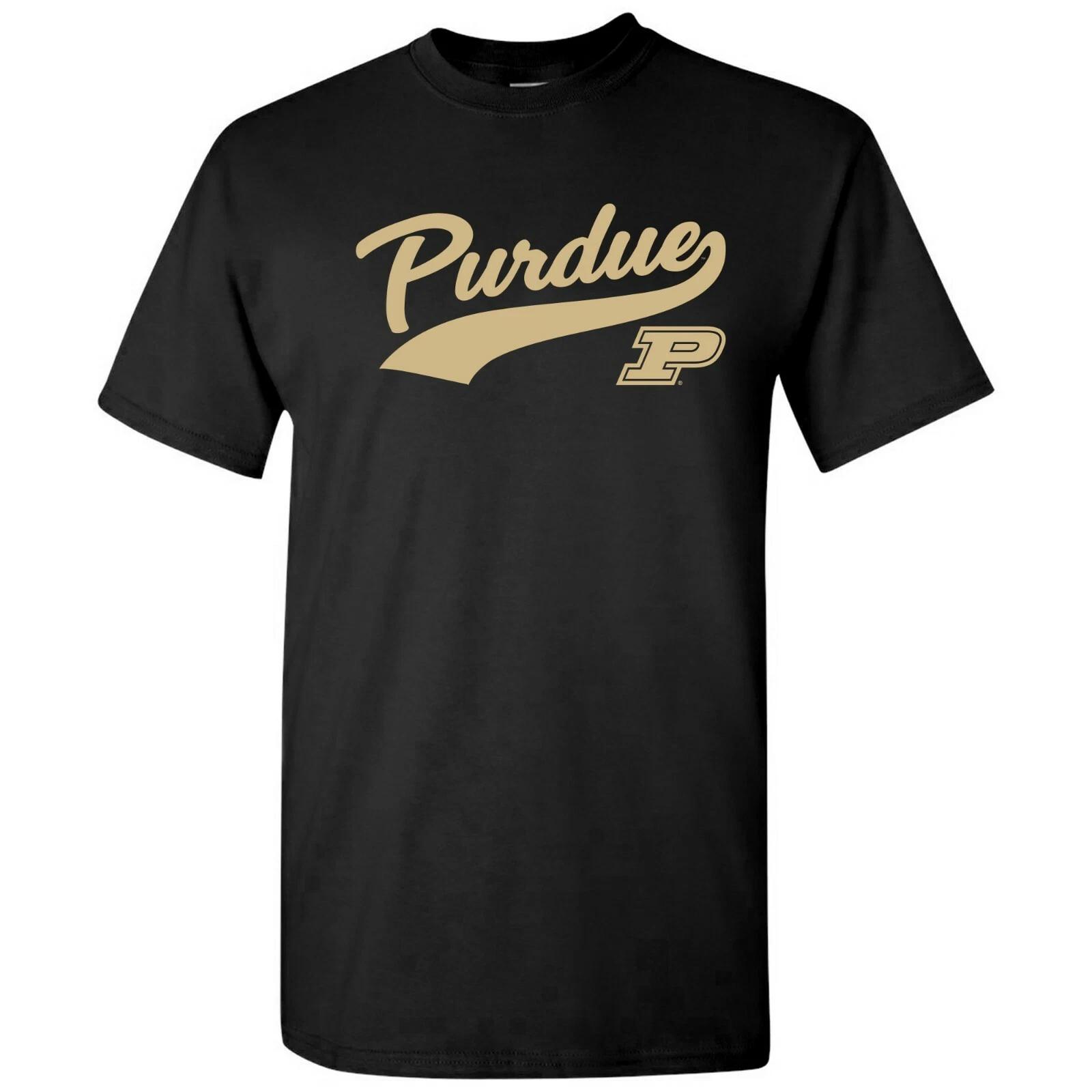 Purdue Boilermakers Baseball Jersey Script College University T-Shirt - Black 4XL