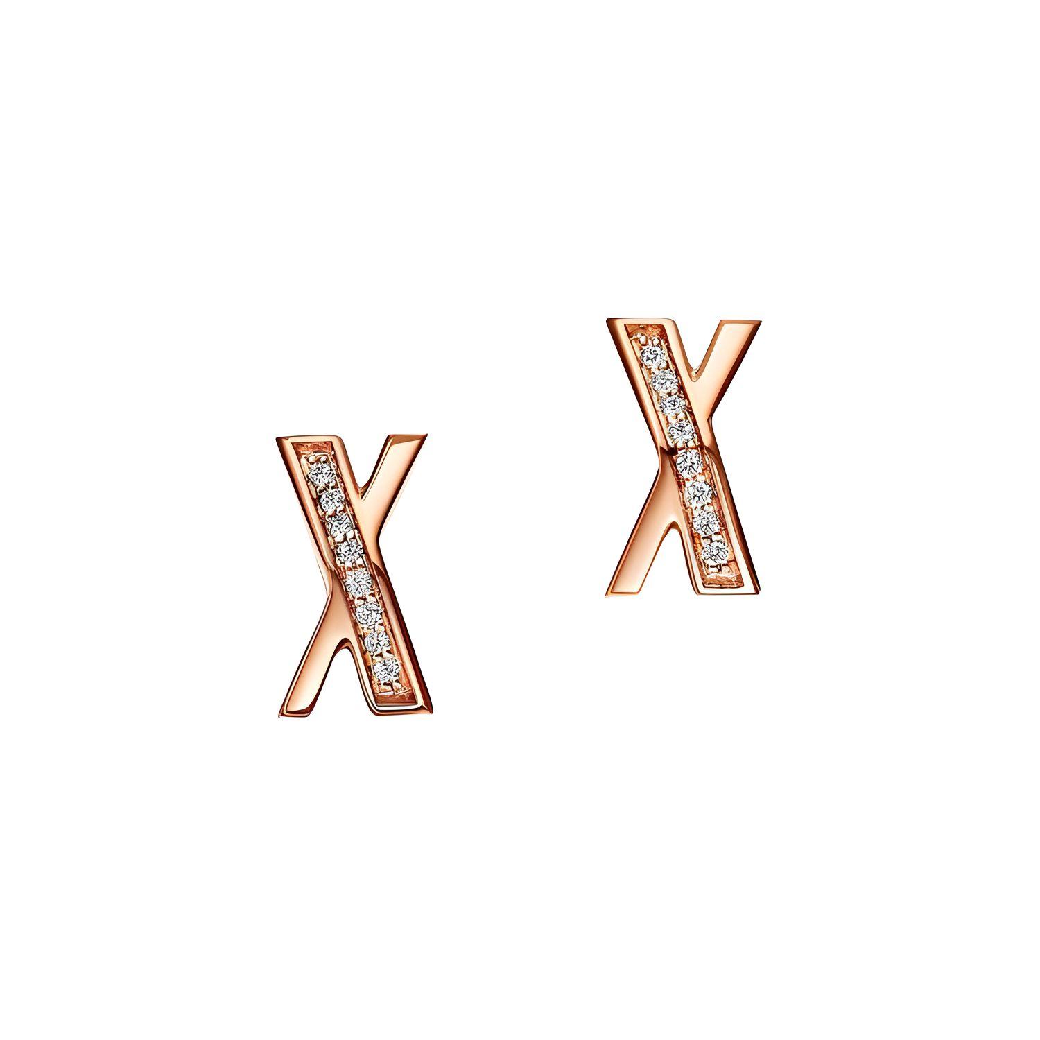 

Tiffany & Co. Solid Design 18K Rose Gold Diamond Stud Earrings Women earrings 67812360 F,Rose Gold
