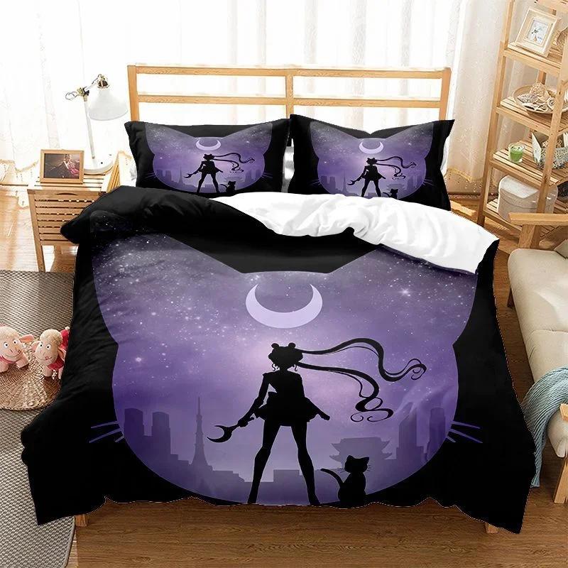 

Sailor Moon Bedding Set Quilt Cover Cosplay Pillowcase Cartoon Anime Decor Bed Spead Bedroom Duvet Cover Bedding Suit Kids Gift 150*200cm 3pcs