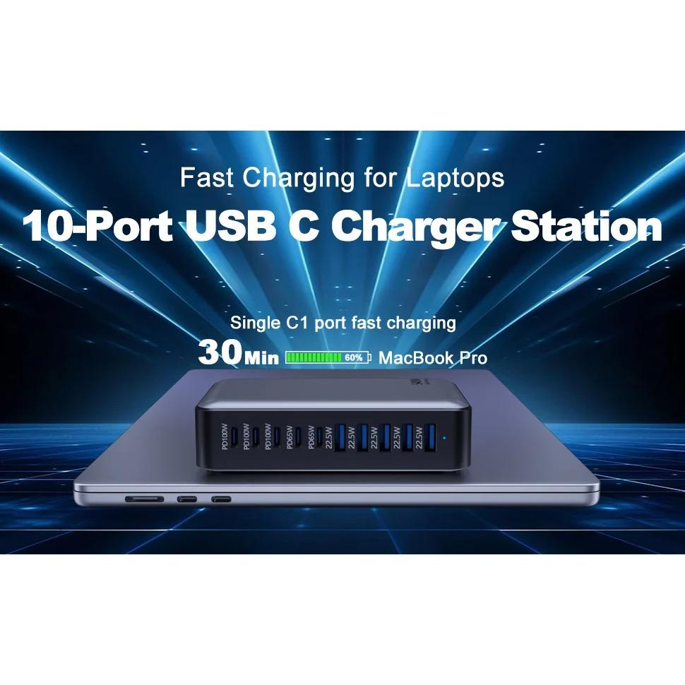 540W GaN High Power Multi-Port Fast Charger Multiple Charging Station for Iphone, for MacBook, for Samsung Etc