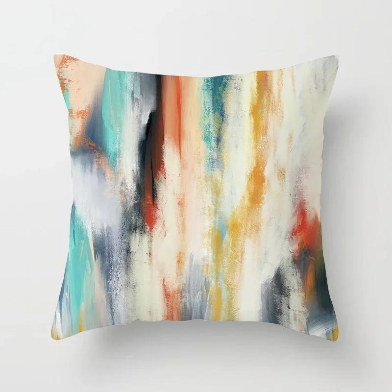Abstract Striped Geometric Throw Pillow Cover With Short Plush Print For Living Room Sofa Decoration Cushion Cover Pillow Covers