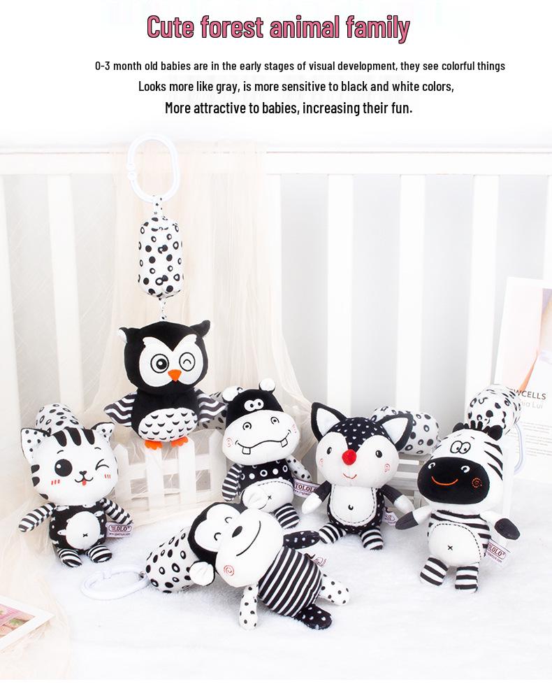 TOLOLO Black & White Crib Mobile Wind Chime for 0-3 Year Olds - Early Education Hanging Rattle Toy