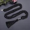 Hand Knotted Beads Necklace with Natural Stone Tassels Spiritual Jewelry Prayer Necklace for Everyday Wear and Rituals