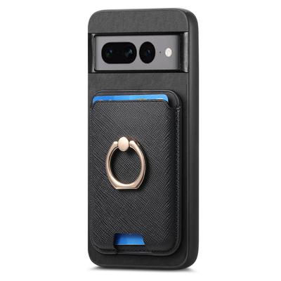 For Google Pixel 7 Pro 5G Magnetic Phone Case with Detachable Ring Holder Card Bag