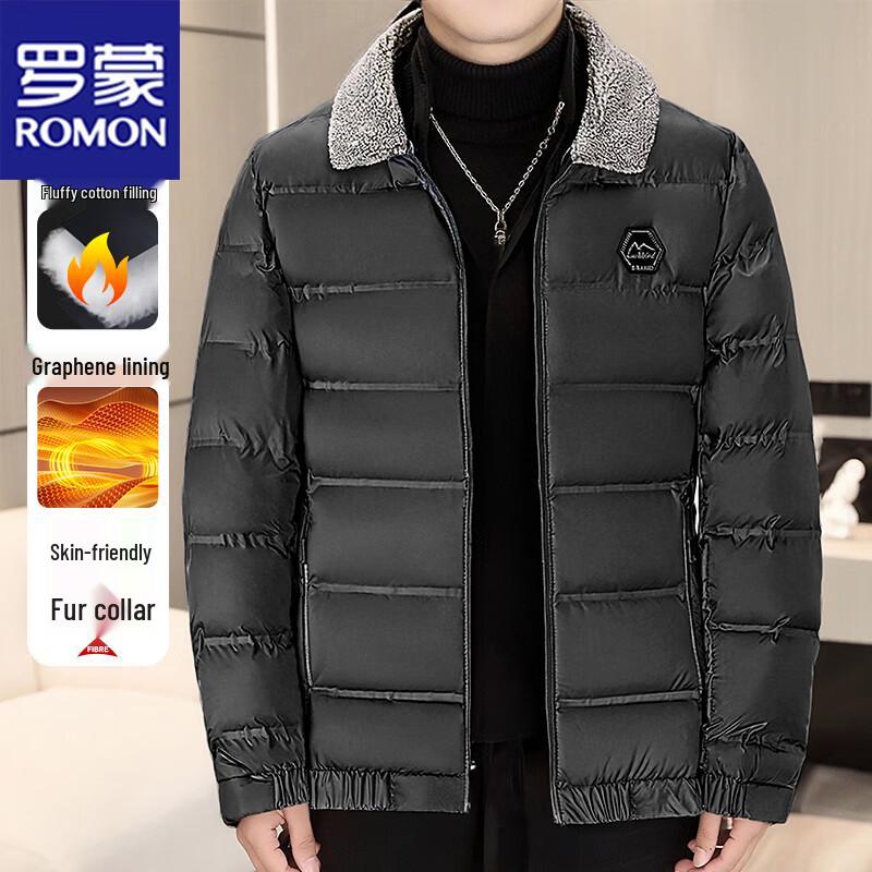 

Romon Men s Winter Cotton Padded Jacket with Fur Collar 4XL