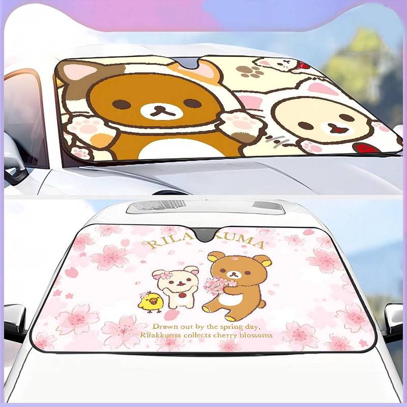 Popular Cute R-Rilakkuma Car Windshield Funny Sun Shade Foldable UV Ray Sun Visor Protector Sunshade For Front Window
