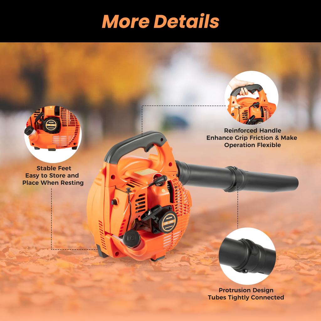 750W Gas Leaf Blower 2-Stroke Handheld Garden Blower Lightweight Snow Dust Debris Cleaner Outdoor Yard Tool