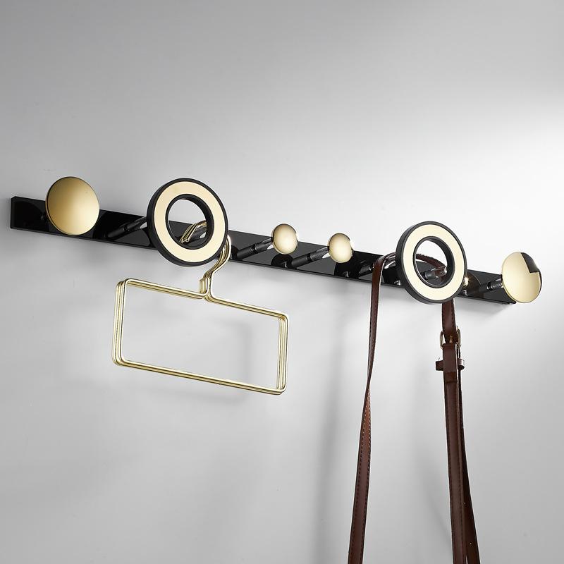 Tuqiu Robe Hook Towel Hanger Acrylic Clothes Hat Hook Black Gold Row Robe Hook Bathroom Brass Bath Hardware Set Kitchen Hanger