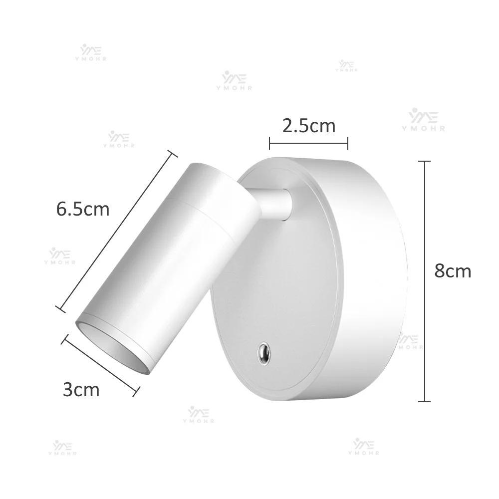 Intelligent Wall Light LED Table Lamp Touch 3-Color Dimmable 350° Rotatable USB Rechargeable Bedroom Bedside Night Light