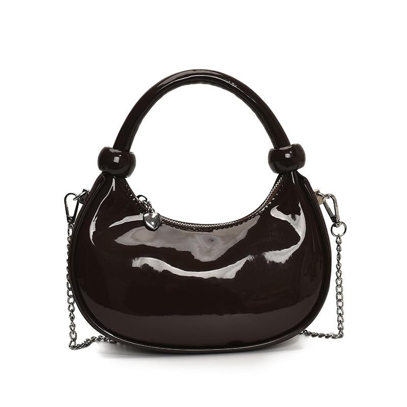

Сумка женская из лакированной кожи глянцевая сумка-полумесяц ветряная цепь нишевый дизайн сумка для работы и отдыха