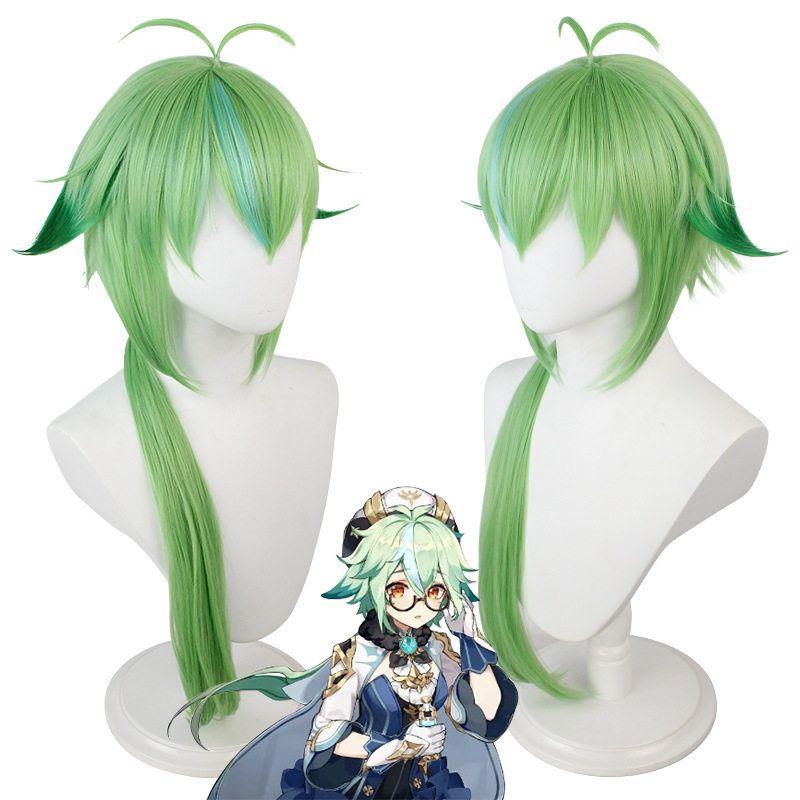 

Genshin Impact Cosplay Costume: Traveler Kamehameha, Sweet Sugar Cosplay Anime Outfit for Women Sugar Wig One size