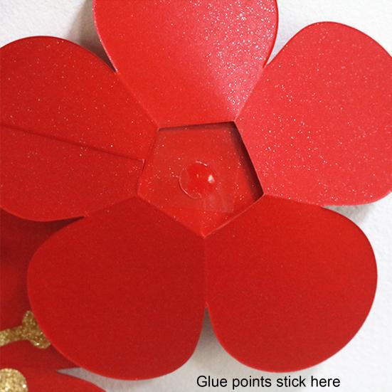 1Set Paper Flowers DIY Artificial Red Floral Wall Art Paper Flower Decoration for Wedding
