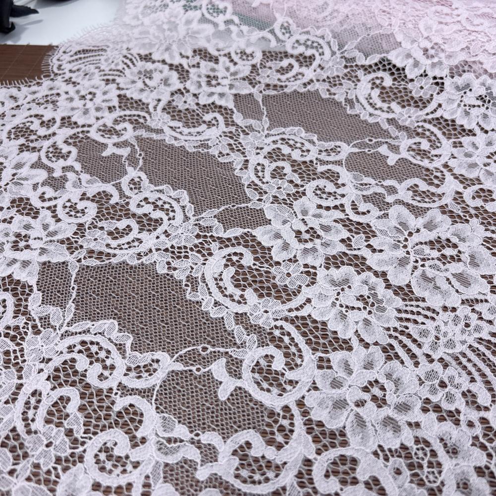 3m x 43cm French Chantilly Lace, Non-stretch Eyelash Nylon Lace Fabric for Sewing, Bra, Underwear, Lingerie, Dress, Garment, Crafting