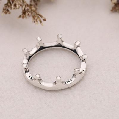 925 Sterling Zilveren Pan Ring Nieuwe Glanzende Kroon Ring Voor Vrouwen Bruiloft Cadeau Mode-sieraden