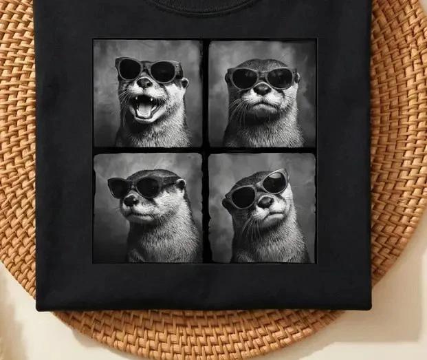 Cool Otter Sunglasses Shirt, Funny Otter Graphic Tee, Cute Animal T- Shirt 3XL