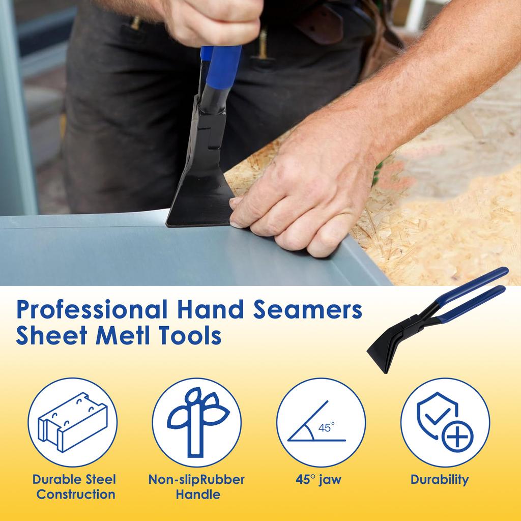 Hand Seamers Sheet Metal Tools Straight Jaw 45° Metal Bending Pliers for Bending and Flattening Sheet Metal Flattering Pliers