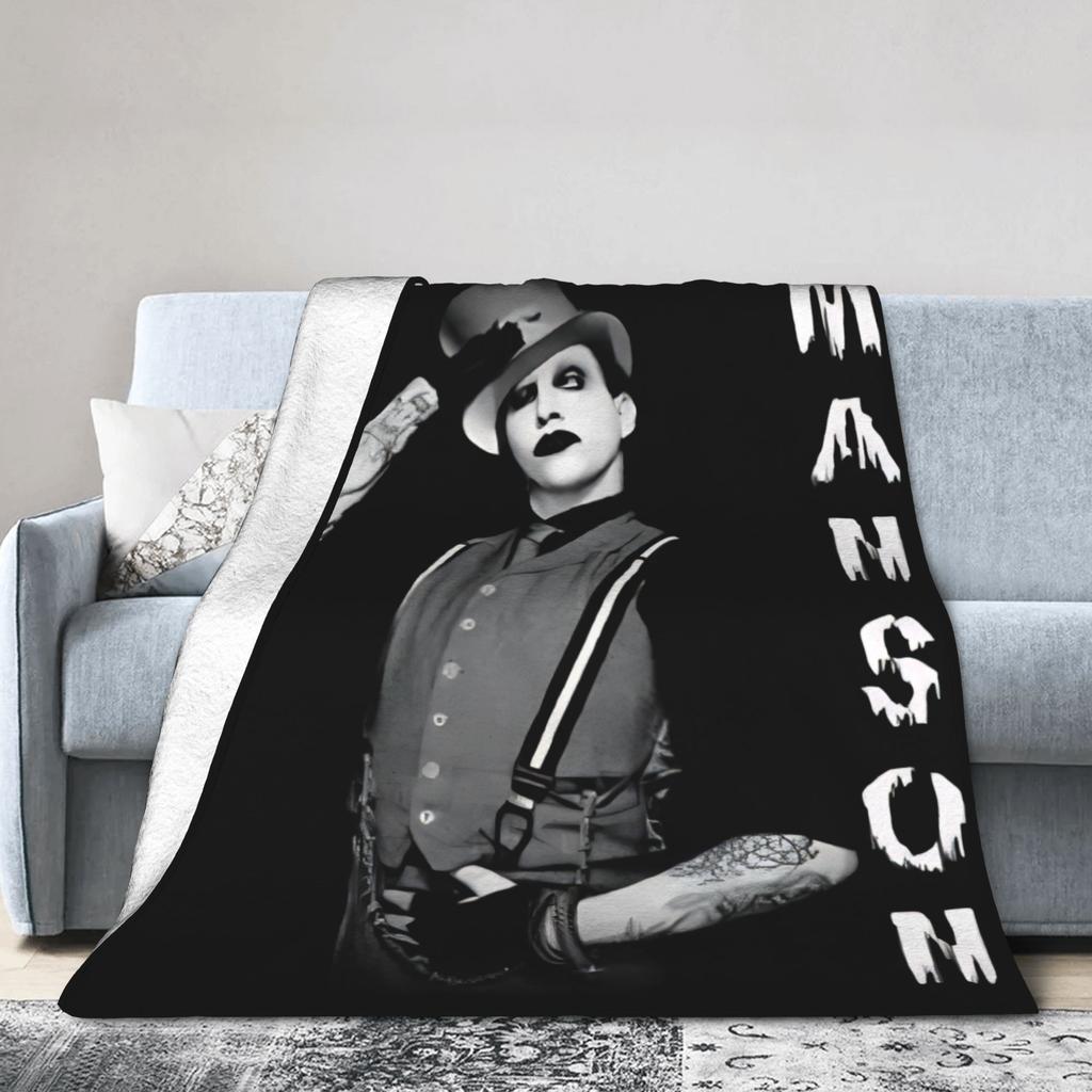 Super Soft Marilyn Manson Music Tour  Throw Blanket Premium Flannel Fleece Lightweight Blanket Cozy Fluffy Blankets All Season