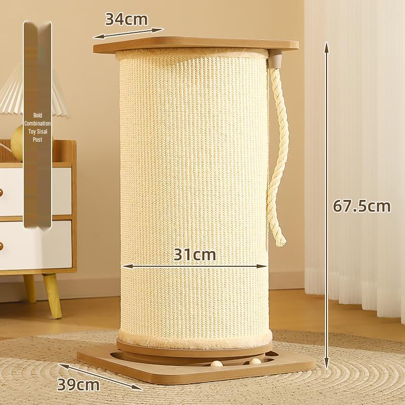 Compact Cat Tree & Bed with Enclosed Two-Layer Design, Scratching Board, Sisal Barrel - All-Season