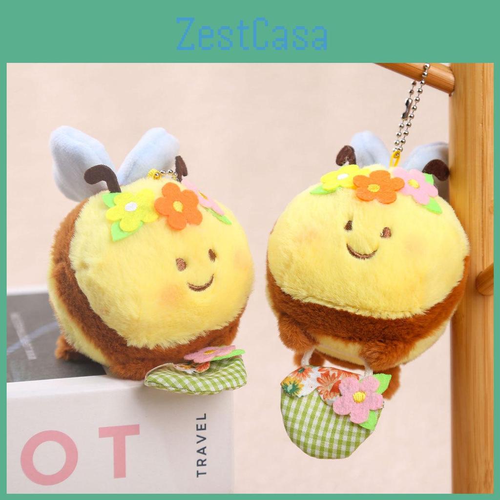 Bee Animal Plush Charm With Flower And Checkered Basket Decoration Kids For